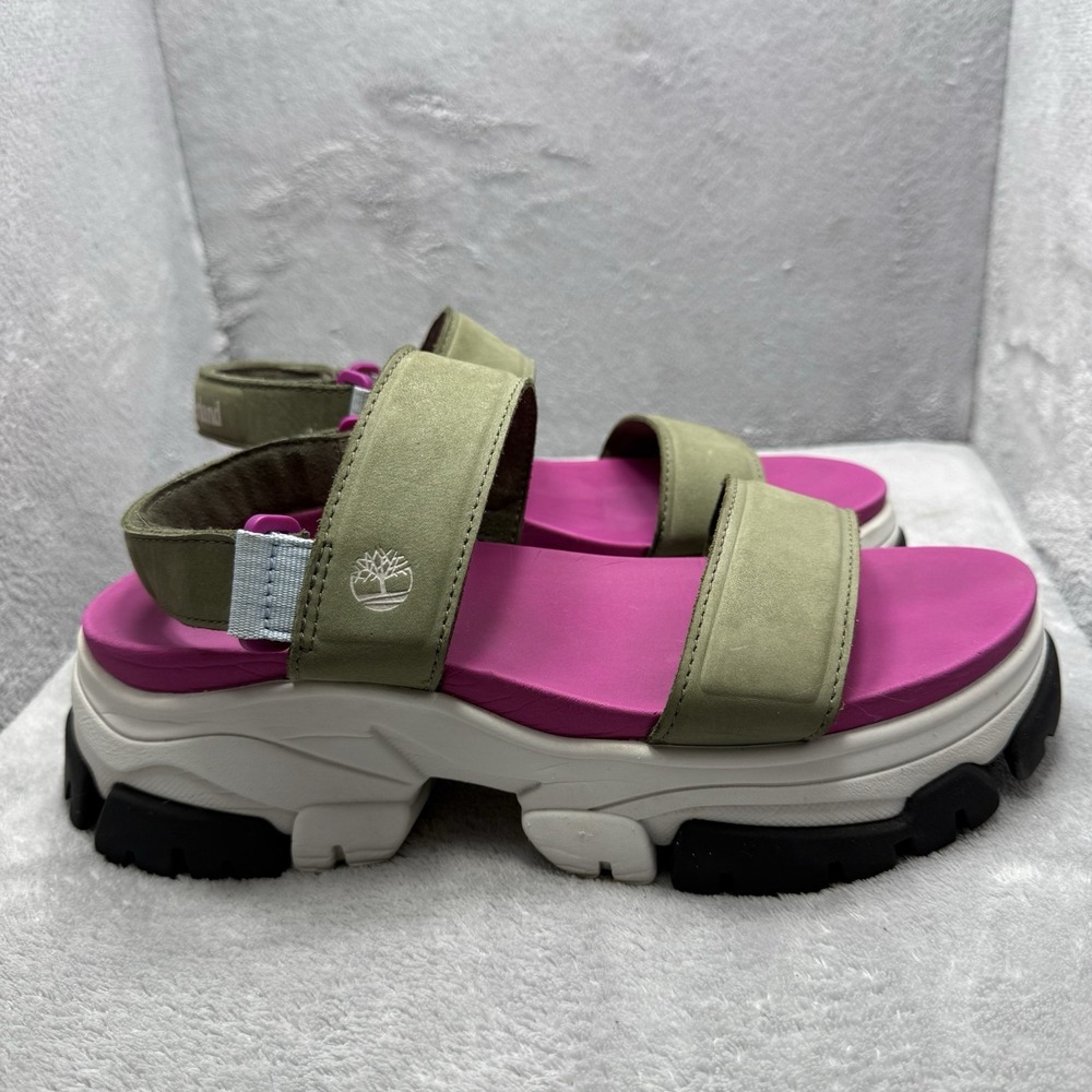 Timberland Women's US 10 EU 41.5 Adley Way Backstrap Sandal Olive Pink Chunky
